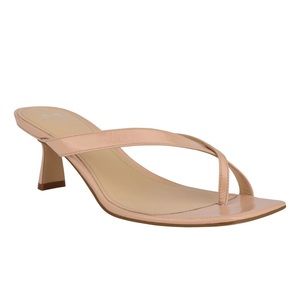 NEW MARC FISHER BRODY LIGHT NATURAL PATENT HEELED MULE SANDAL WOMENS 8.5M
